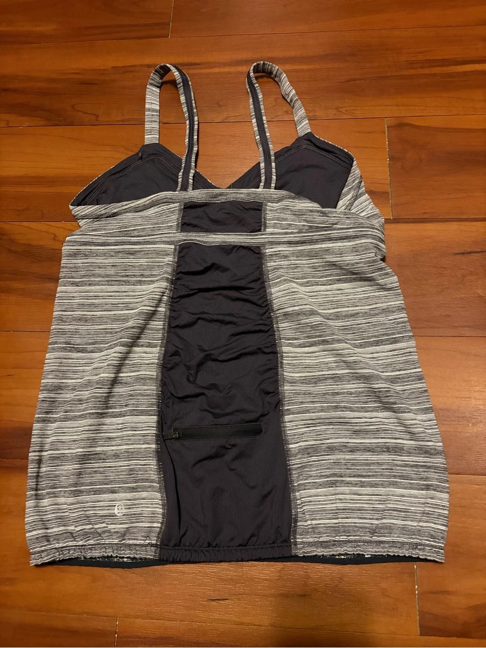 Lululemon Gray Striped Tank Top with Built-In Shelf Bra Sz 12